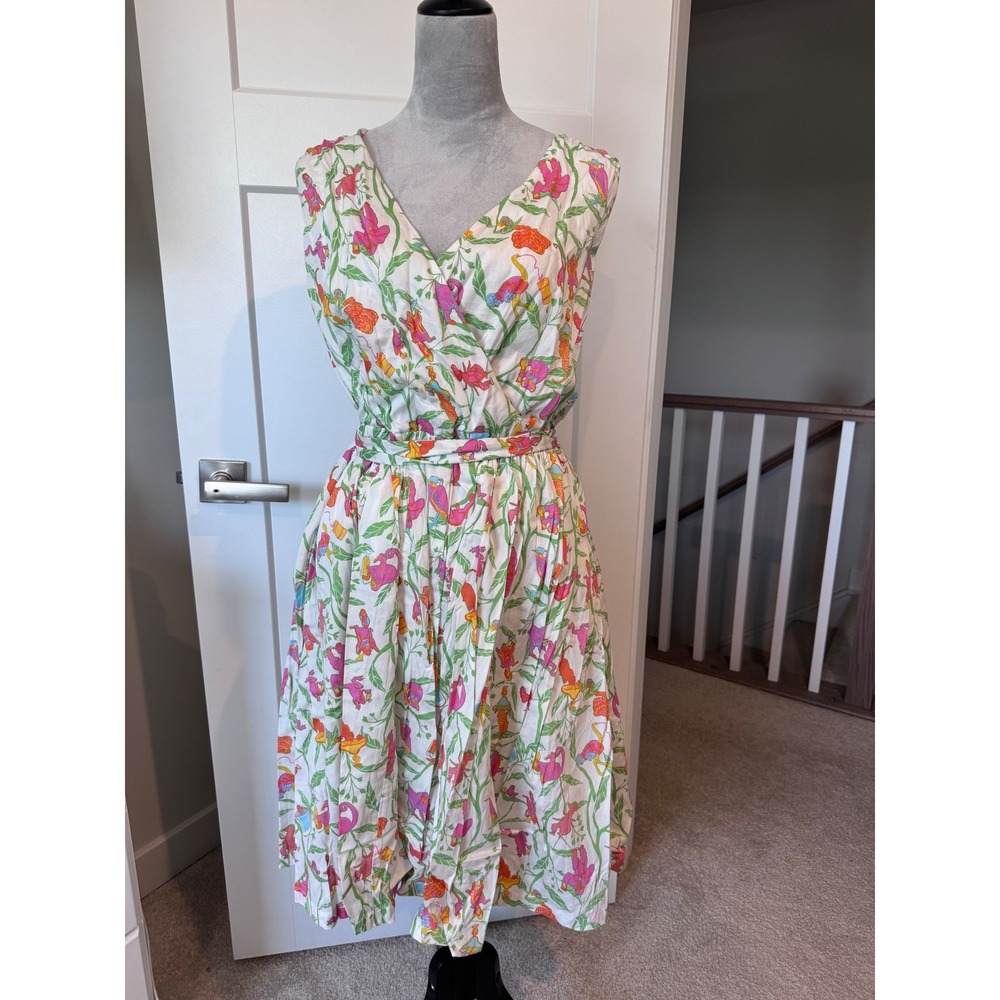 ModCloth Womens 2X Novelty Lobster Monkey Print Cotton Fit Flare Midi Dress NEW